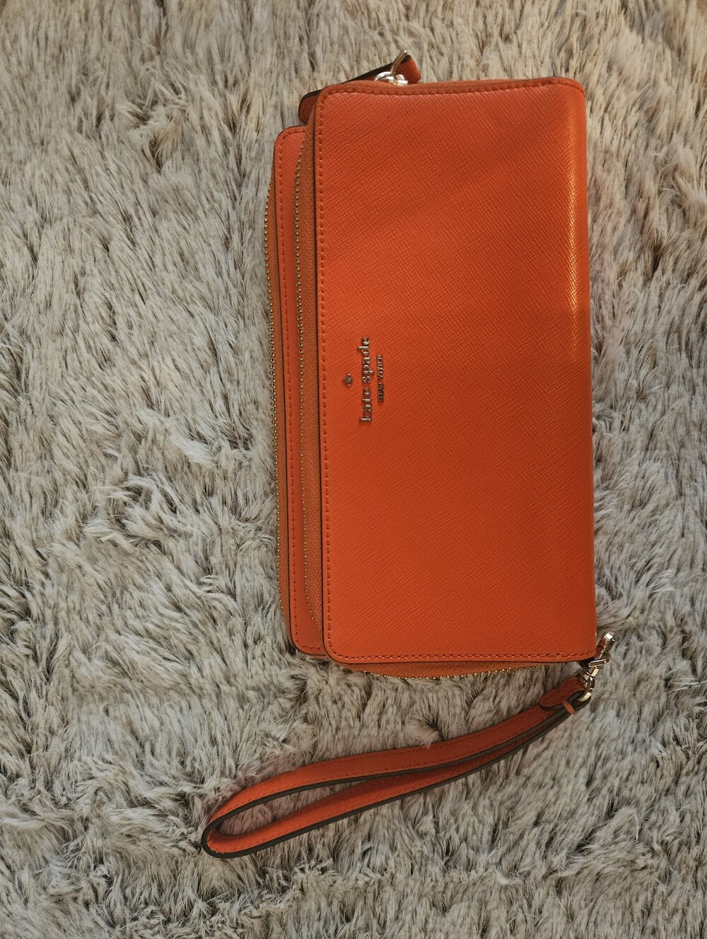 Kate Spade Orange Leather Wristlet Wallet